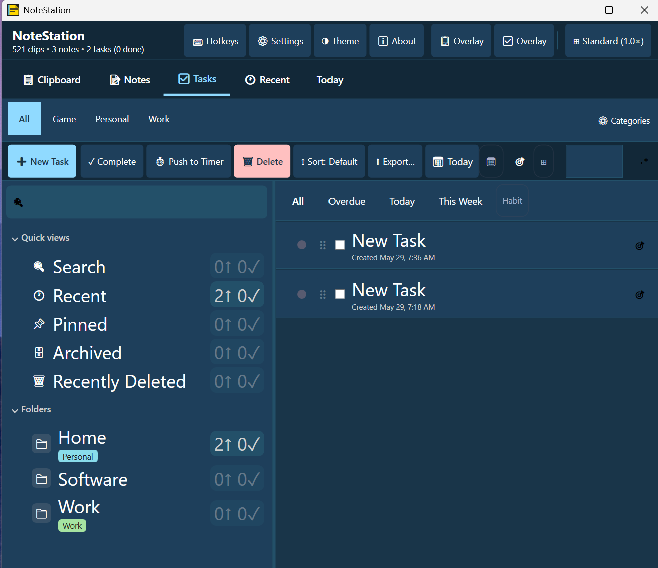 Task manager with folders and Quick views